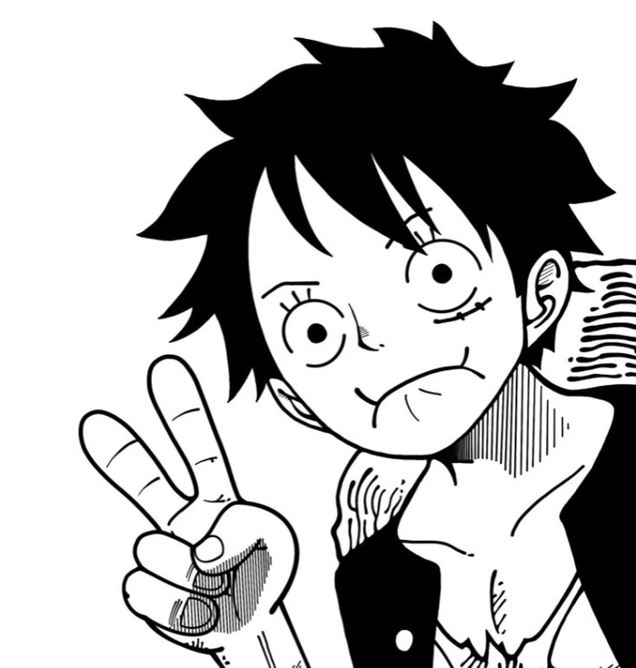 cool Luffy manga PFP raw black ink panel