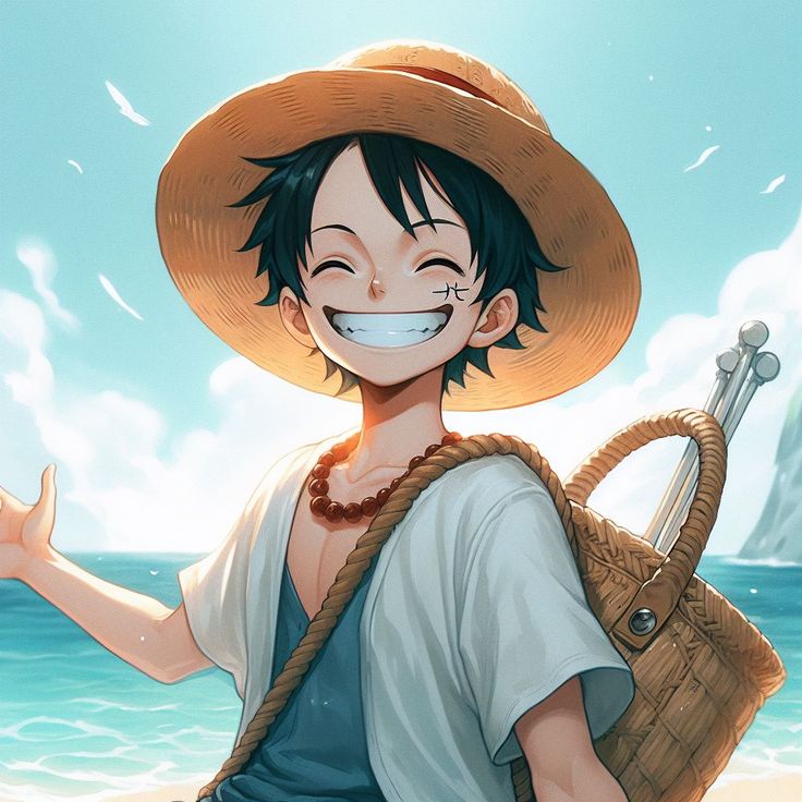 cool Luffy PFP boy style with warm neutral tones