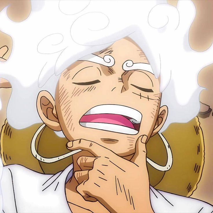 cool Luffy Gear 5 PFP white hair glow effect