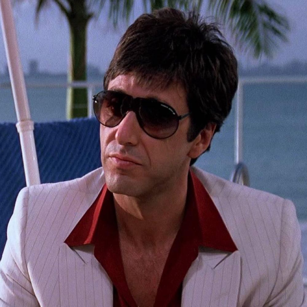 Cool Scarface PFP with relaxed confidence and neutral expression in stylish framing