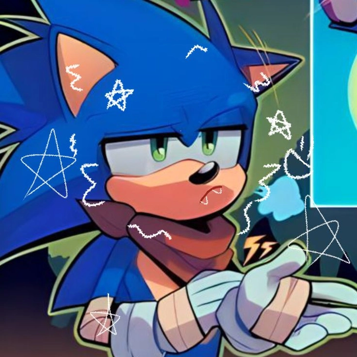 Cool Sonic PFP in anime style with sharp linework and dramatic lighting