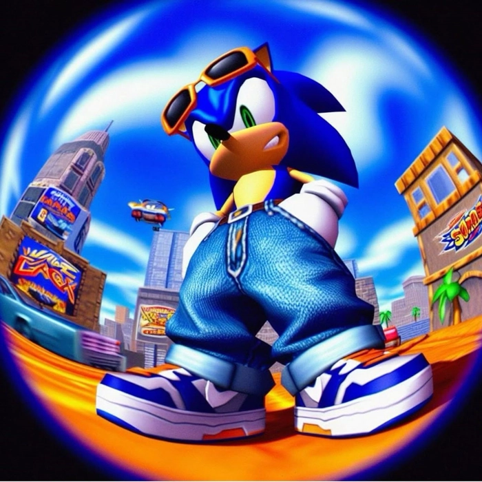 Anime-style cool Sonic PFP with glowing highlights and dynamic motion
