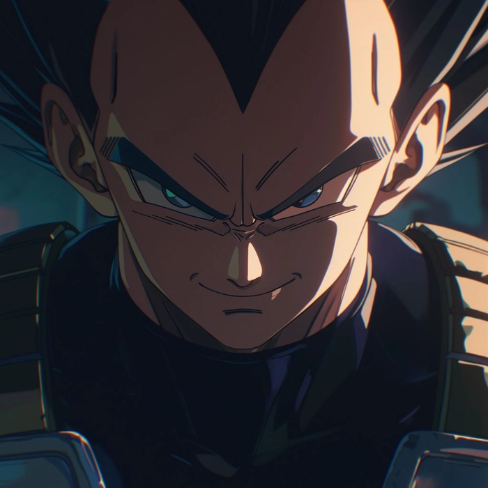 Cool manga-style Vegeta PFP with monochrome contrast and detailed line art