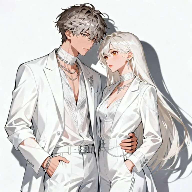 Aesthetic anime couple profile picture with calm visual mood and muted palette