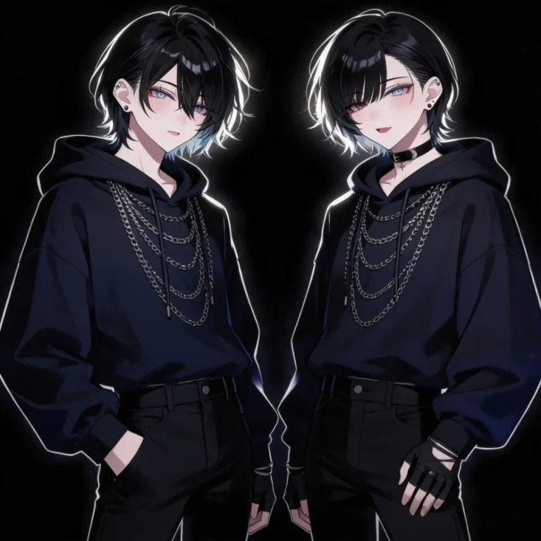 Monochrome couple anime PFP with shadow depth and bold visual expression