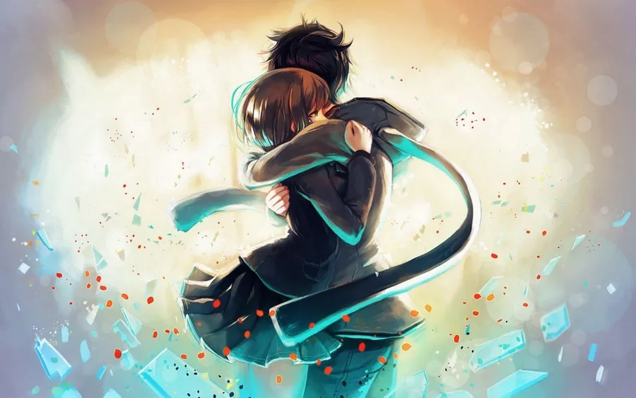 Couple anime PFP for Discord with high contrast bold colors and strong visibility
