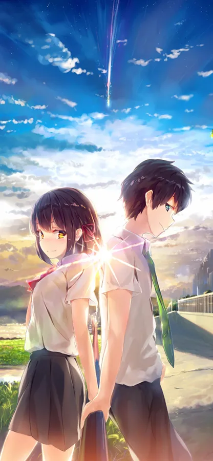 Discord-optimized couple anime PFP with clear expressions at small display sizes