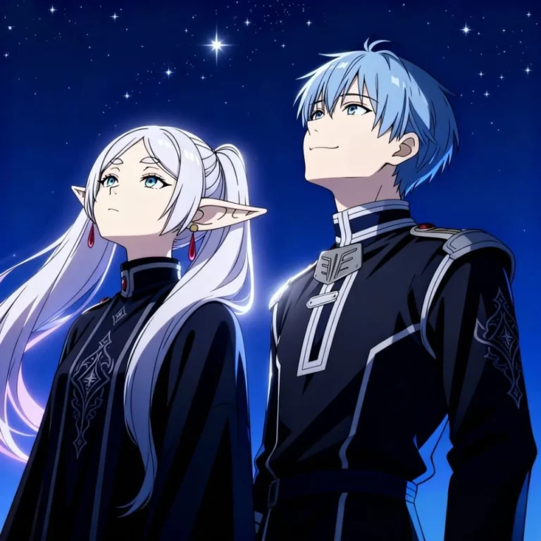 Anime boy and girl couple PFP with centered balanced framing and color coordination