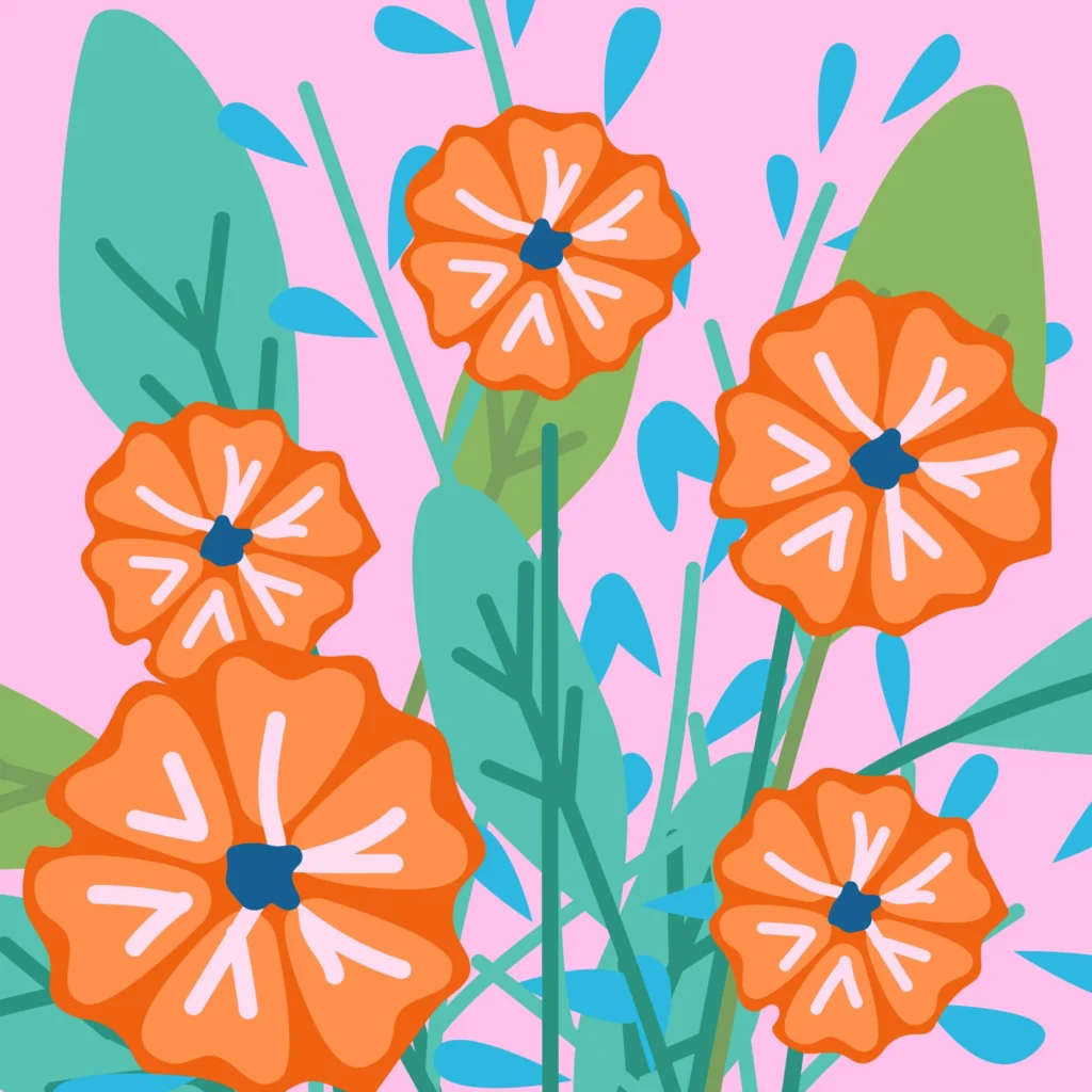 Cute flower aesthetic PFP with playful rounded petals and bright pastel background
