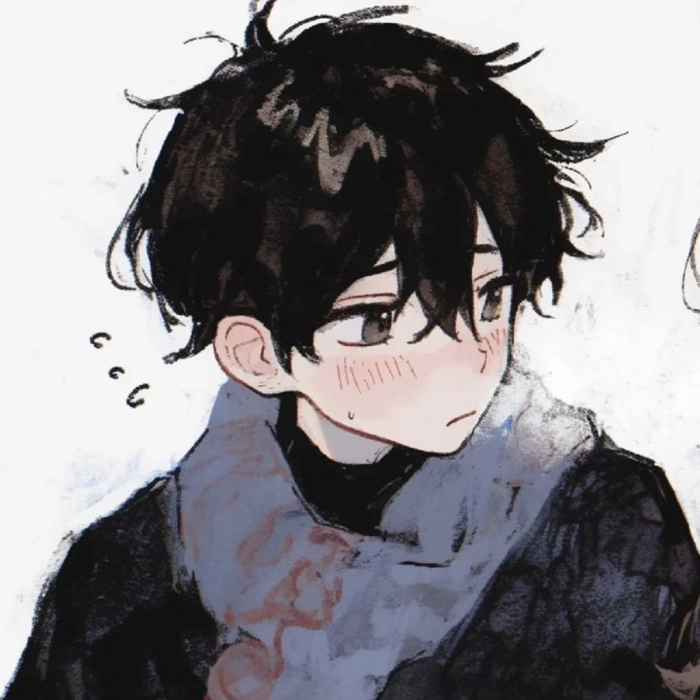 cute boy anime avatar with fluffy hairstyle and blush effect