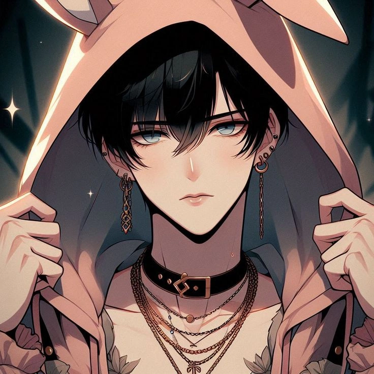 Cute bunny boy avatar with shy expression and cozy neutral tones
