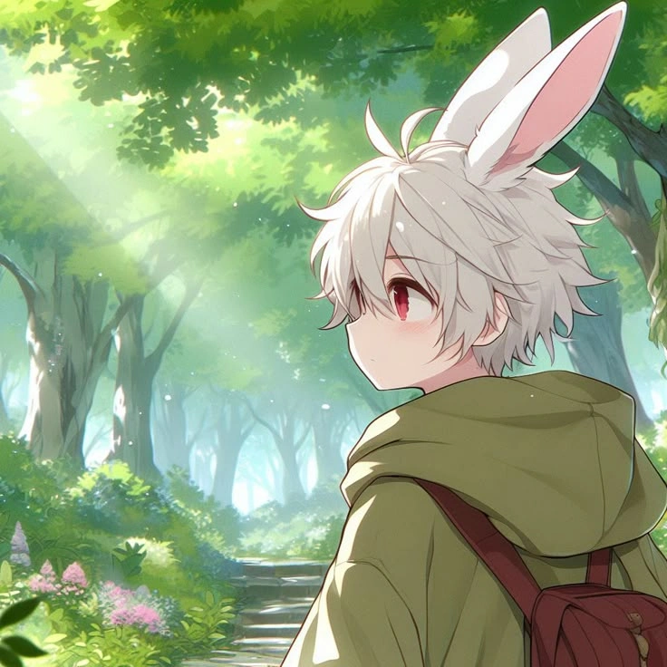Soft-boy bunny PFP with rounded features and approachable cheerful expression