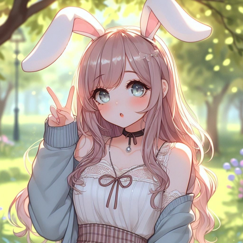 Grounded cute bunny girl PFP with portrait-like lighting and subtle emotion
