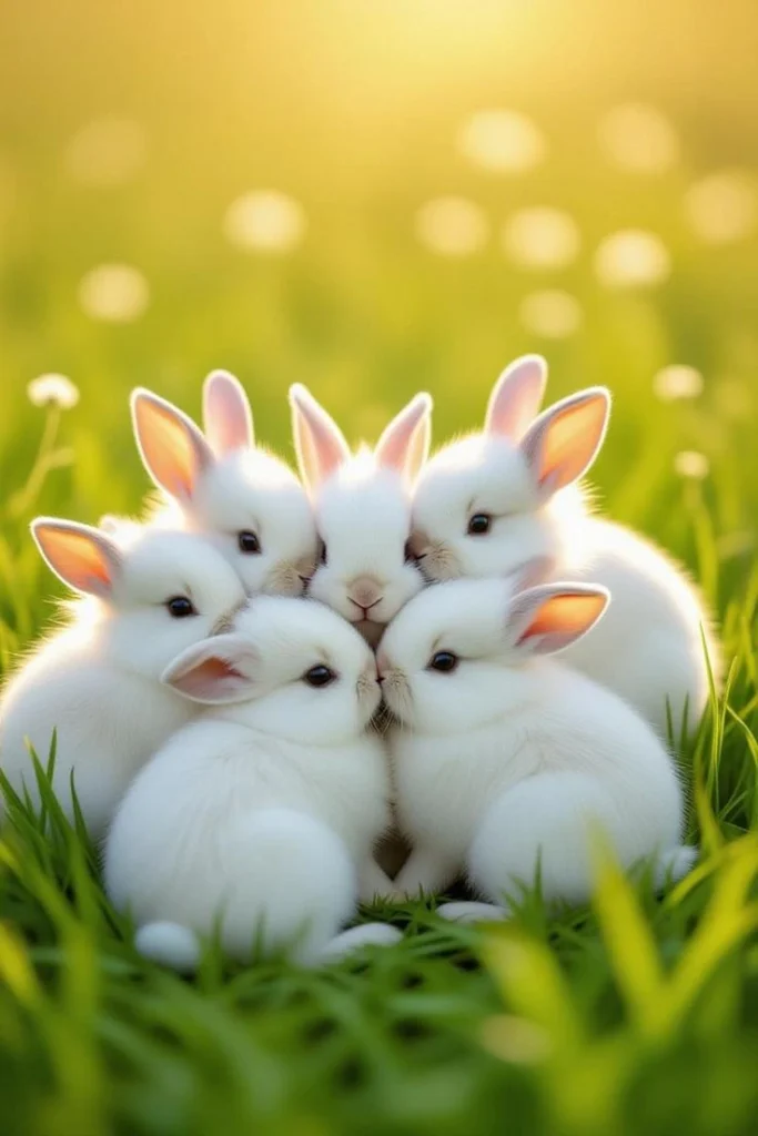 Matching bunny PFPs for couples with mirrored poses and complementary color palettes
