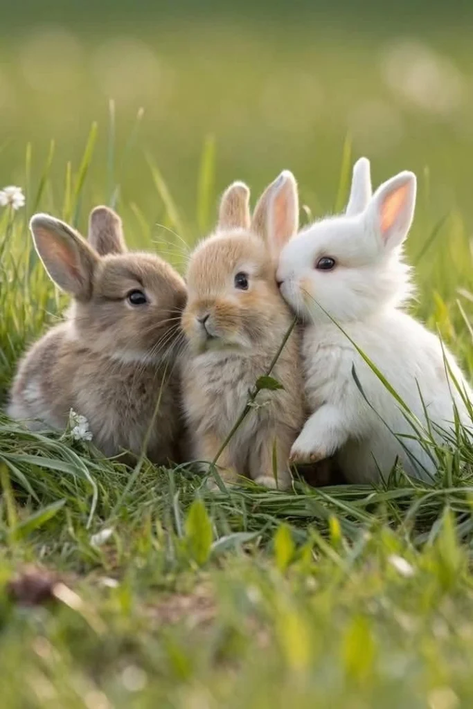 Group matching bunny profile pictures with coordinated color and visual harmony