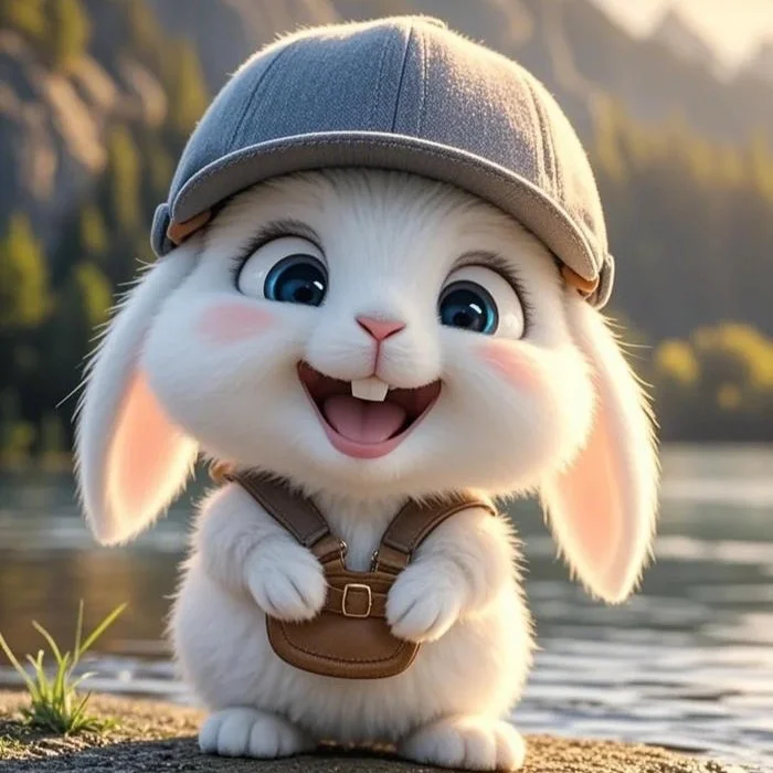Decorative bunny avatar with floral border and polished illustration finish