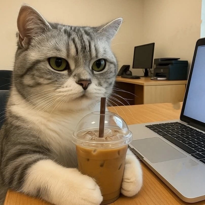 Soft aesthetic cute cat PFP with pastel palette and warm glow