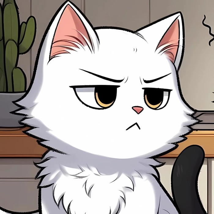Funny meme cat PFP with widened eyes and hyper-saturated edit