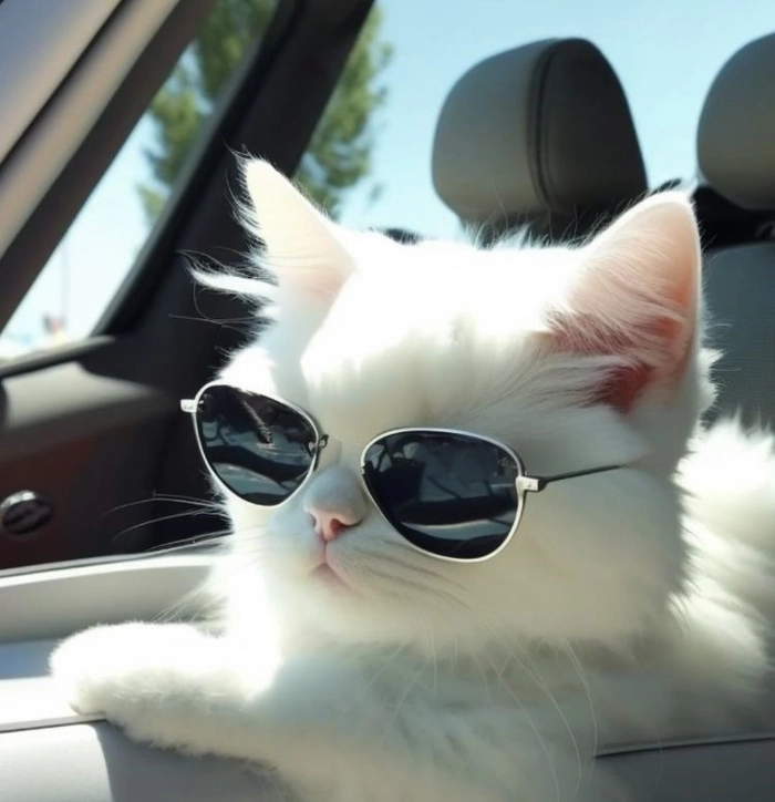 Cat PFP with glasses in studygram aesthetic with soft neutral tones