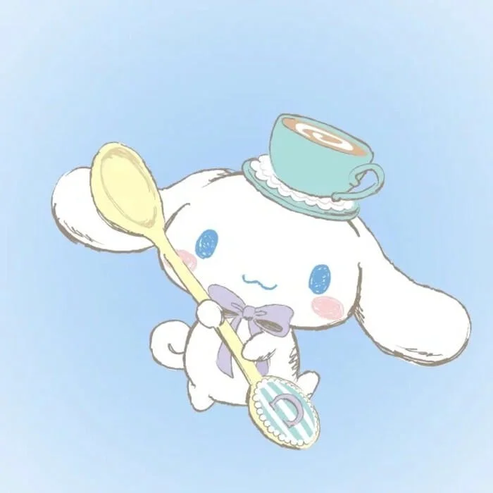 Cute Cinnamoroll Christmas PFP with Santa hat and snowflake details
