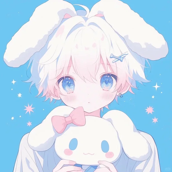 Minimalist Cinnamoroll aesthetic icon with clean shapes and soft pastel balance