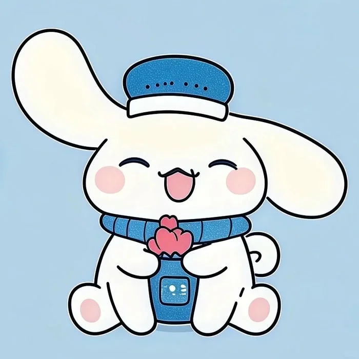 Cinnamoroll Pinterest aesthetic PFP with scrapbook texture and layered graphics