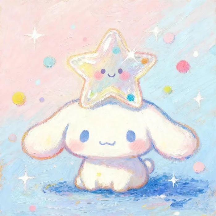 Cute Cinnamoroll plush toy PFP with cozy real-world atmosphere