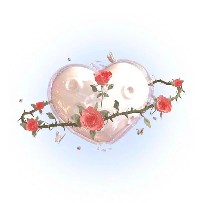 Cute heart PFP aesthetic with rounded shapes and pastel palette