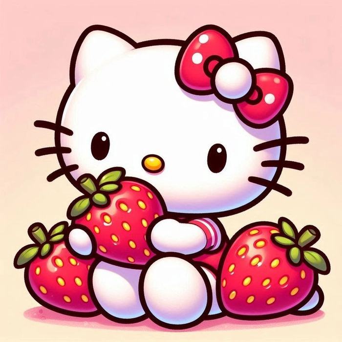 Cute Hello Kitty PFP Y2K retro glitter hearts