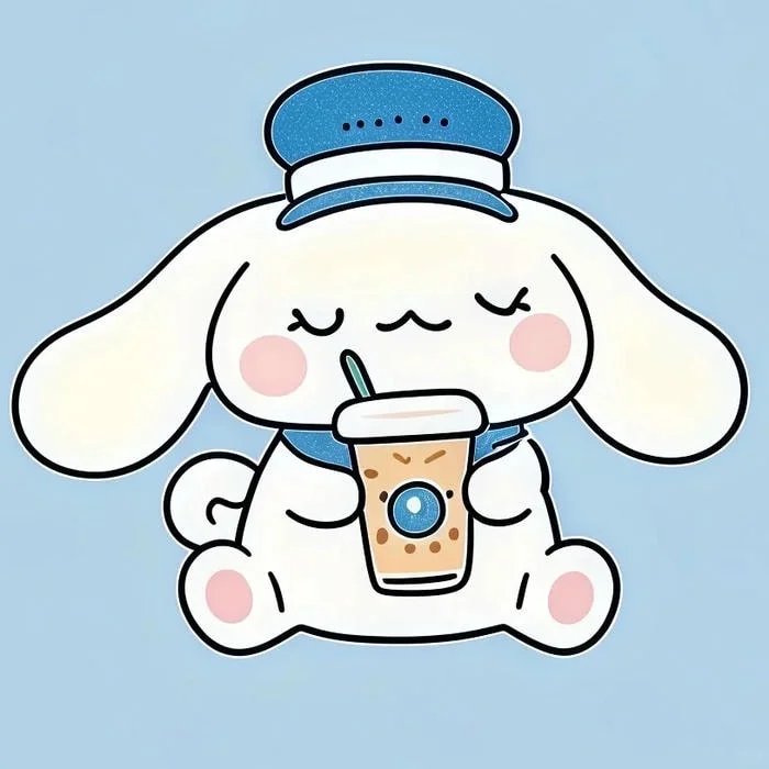 Kawaii Cinnamoroll PFP with exaggerated blush and ultra-soft pastel palette