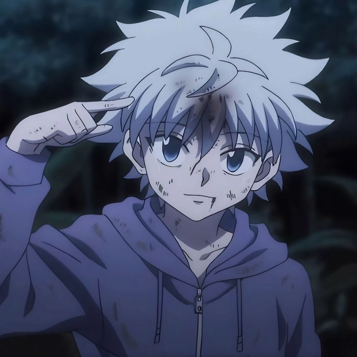 Cute Killua PFP aesthetic with warm pastel tones and soft expression