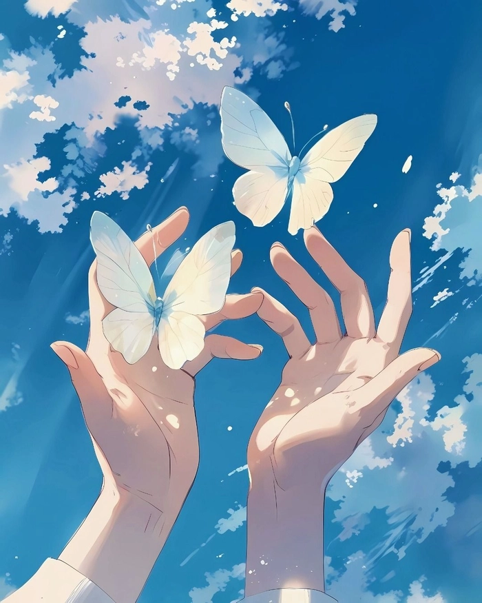 Cute light blue PFP with dreamy soft pastel brightness and airy composition