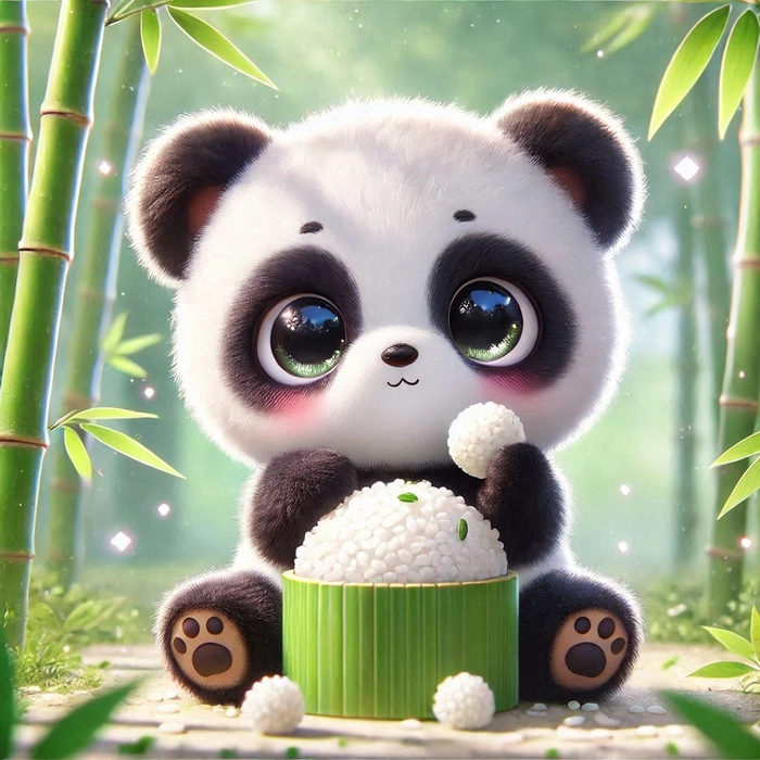 Cute panda PFP with playful expression holding a snack