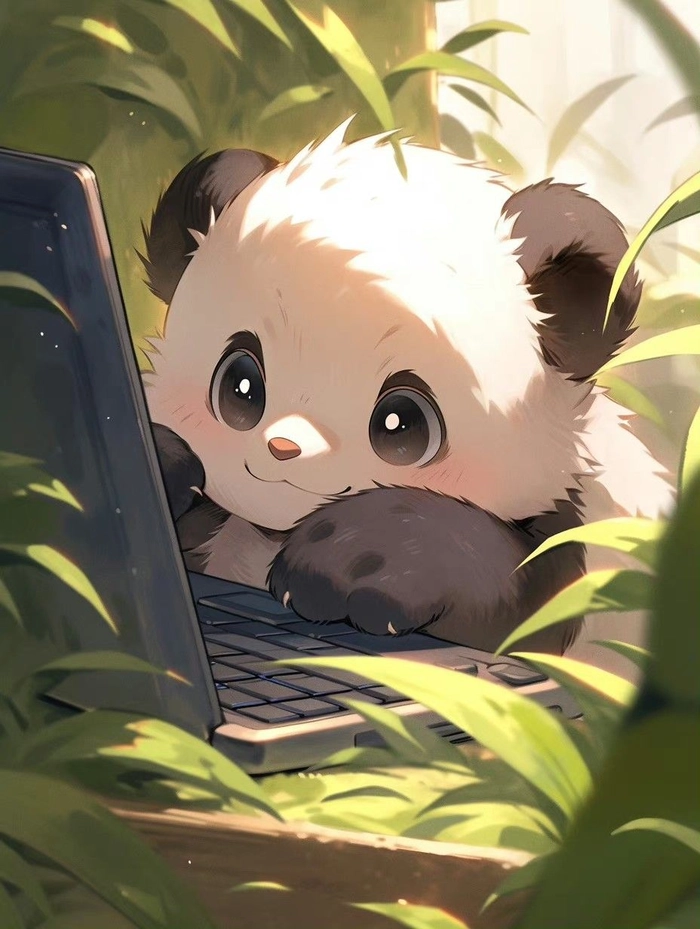Bright and cheerful cute panda PFP with clean outline and soft colors