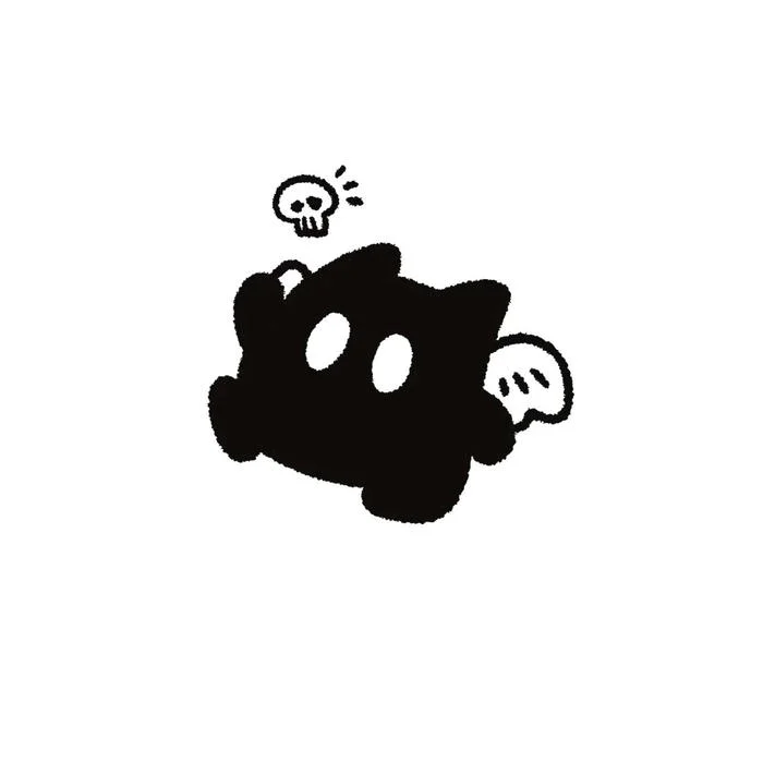 Cute PFP black with strong contrast and expressive character center