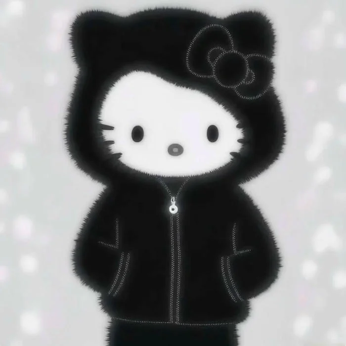 Cute PFP black aesthetic style with soft shadows and dark background