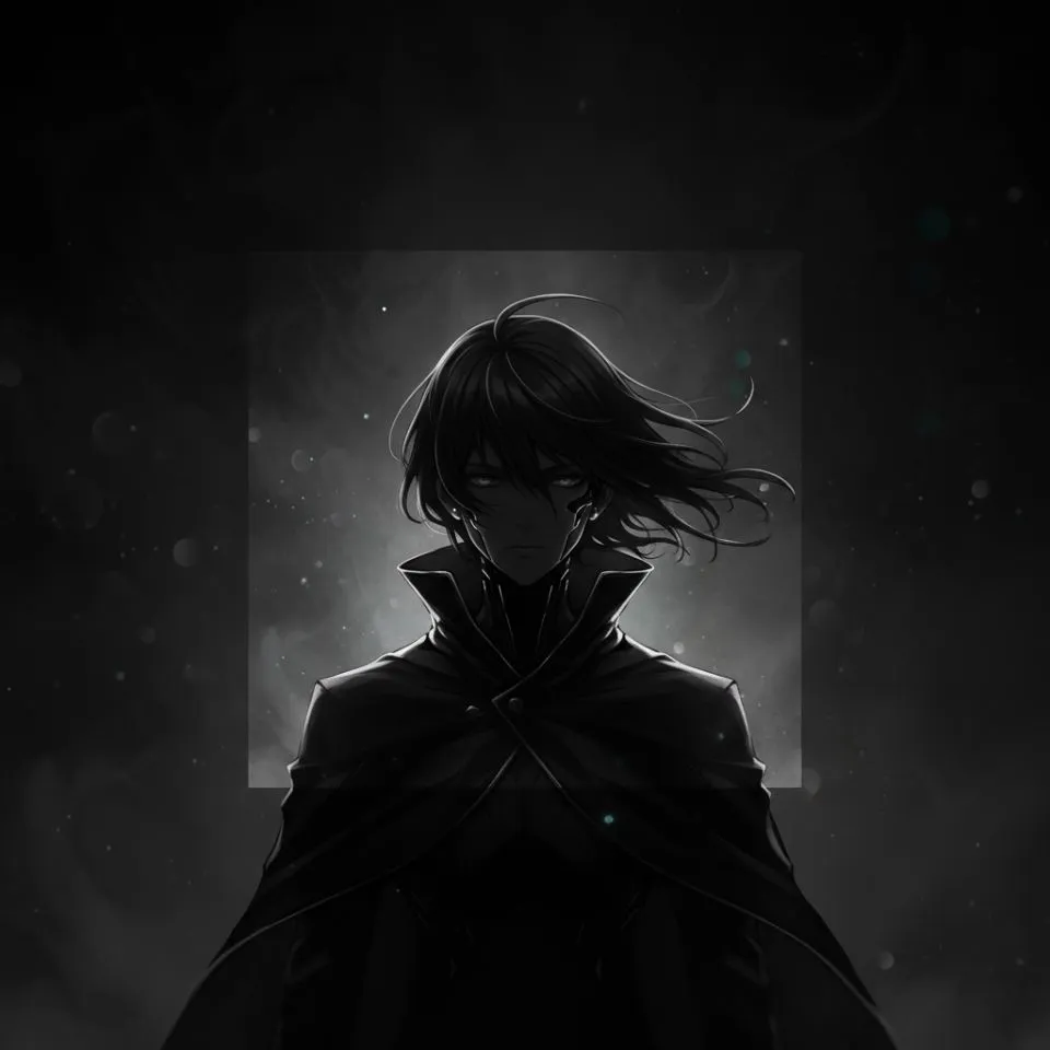 Cute PFP black aesthetic style with delicate character design