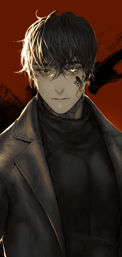Cute PFP black anime character with soft glow on dark background