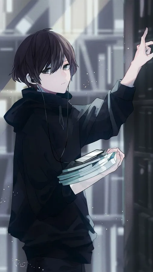 Cute PFP black boy with casual hoodie and dark background