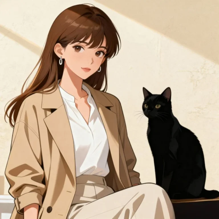 Cute PFP black cat with glowing eyes and dark fur design