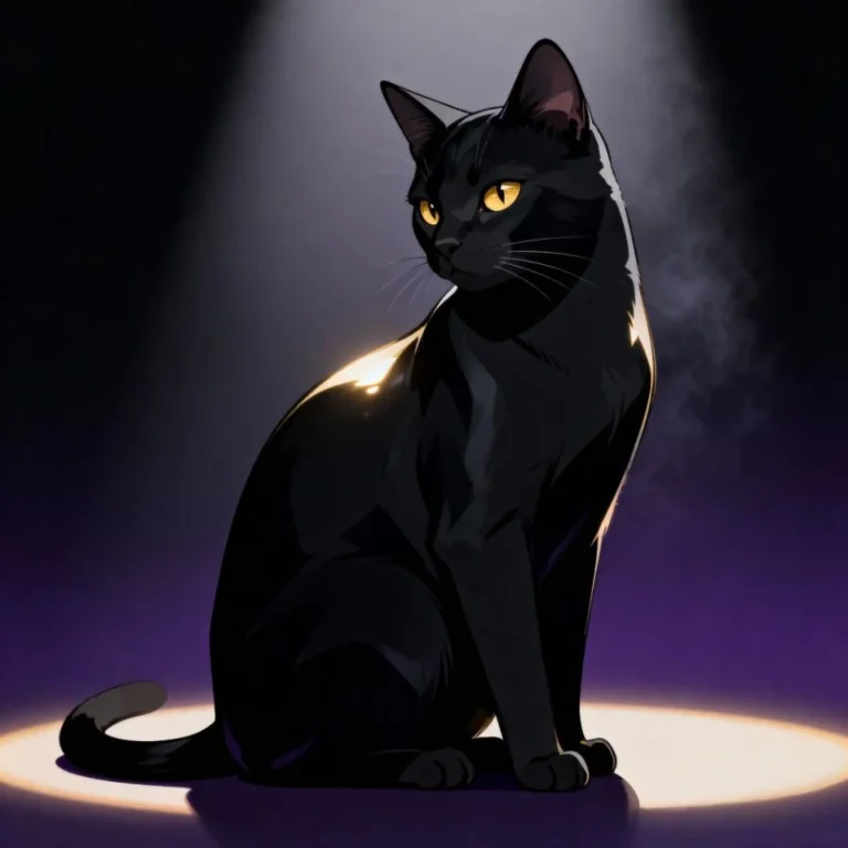 Cute PFP black cat with rounded eyes and warm highlight against dark fur
