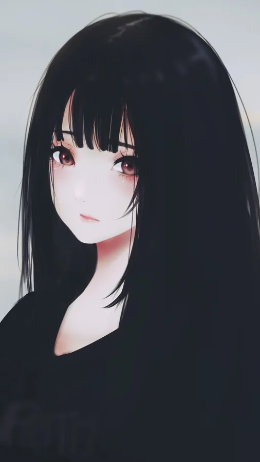 Cute PFP black hair girl featuring confident gaze and clean background