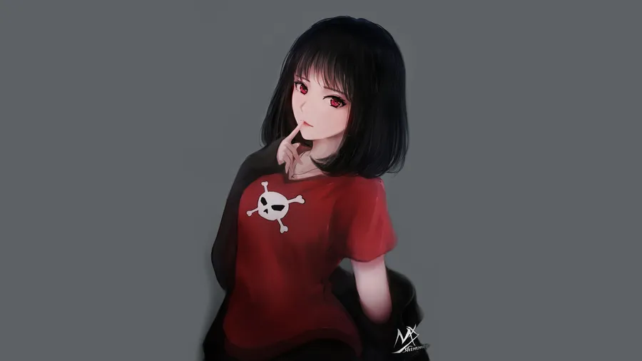 Cute PFP black hair girl showing soft smile and dark background contrast
