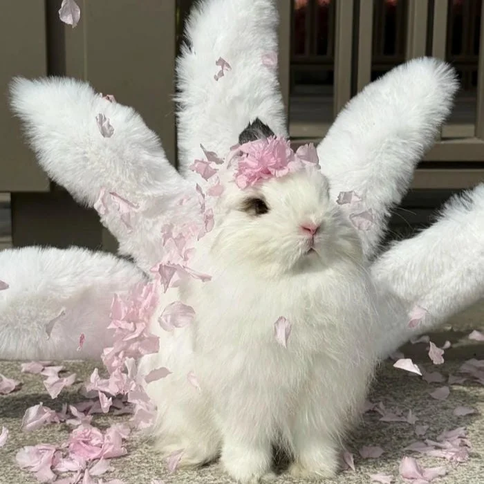 Kawaii bunny cute girl PFP with candy pink cheeks and big sparkly eyes