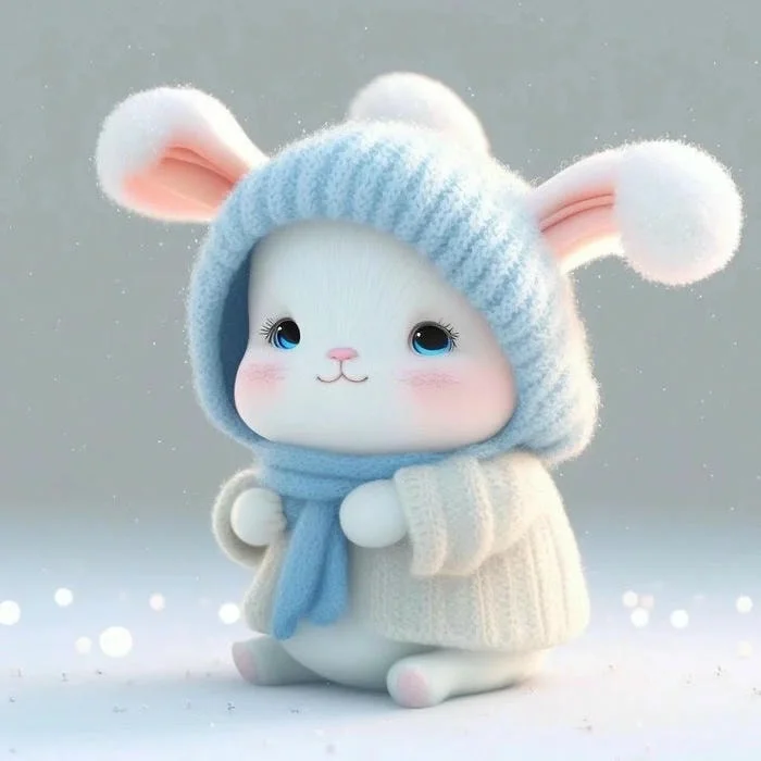 Feminine bunny girl avatar with oversized eyes and dreamy expression