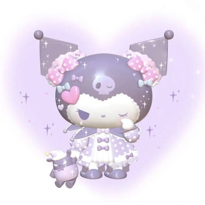 Cute Sanrio girl PFP with bow and flower embellishments on pastel background