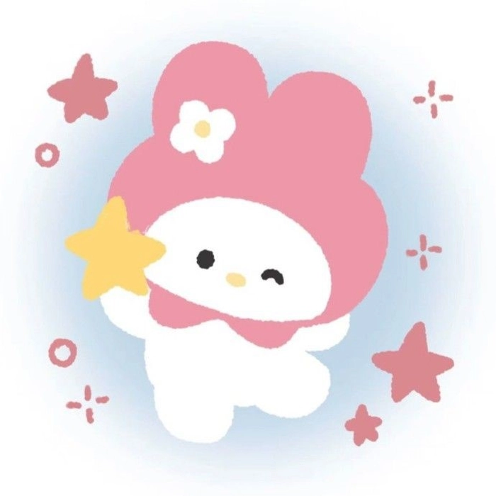 Sanrio PFP for girls with pink gradient and glossy sparkle overlay