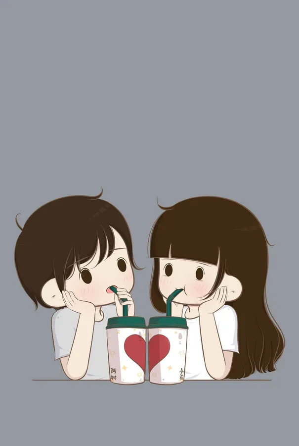 Couple cute PFP illustration facing each other