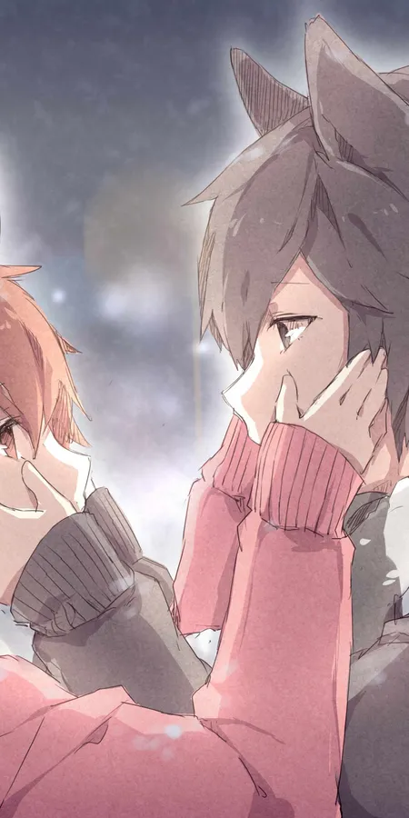 Sweet matching couple PFP with warm pastel tones