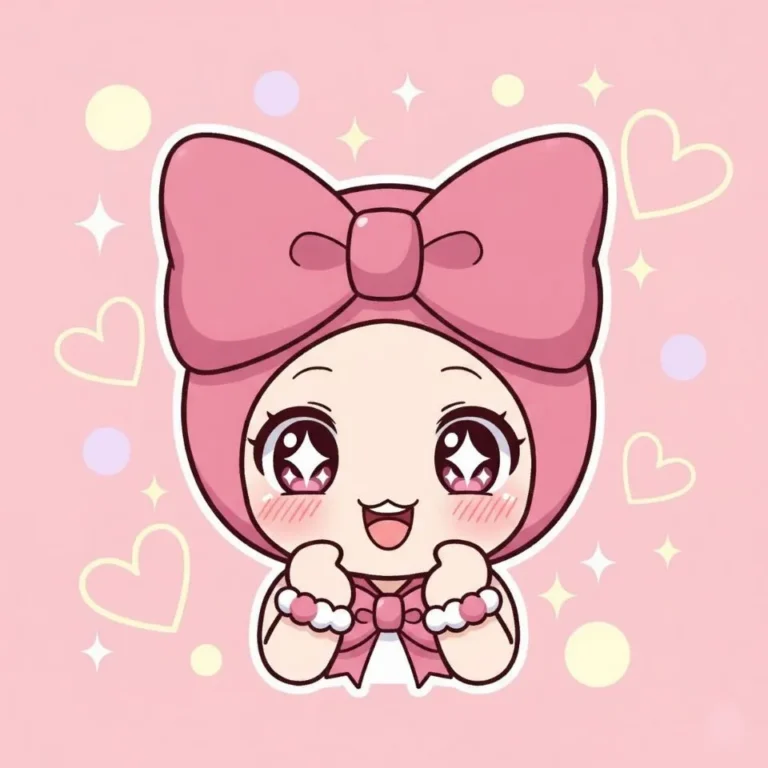 Anime-style cartoon girl cute PFP with glow highlights